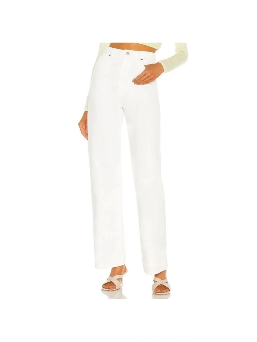 Rollas White Heidi High Rise Loose Straight Jeans Size 27